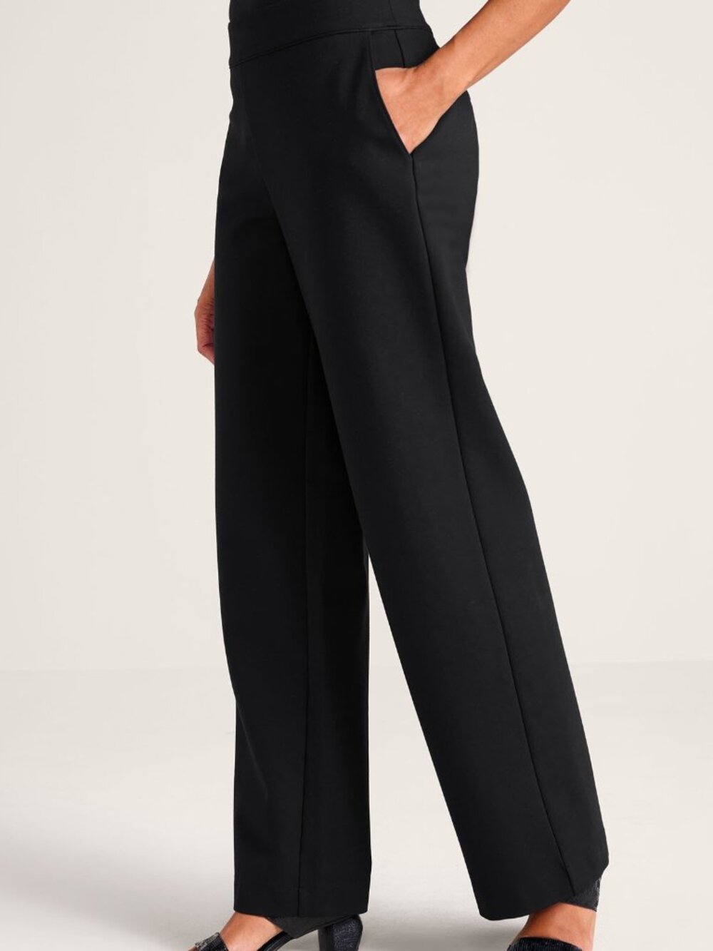 NWT Soft Surroundings Soft Essential Black‎ Ponte Wide Leg Pant Size XL